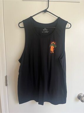 Brixton Black Tank Top with Orange & Green Palm Logo